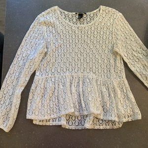 H&M; M; Off-white; High-Low blouse (no lining)